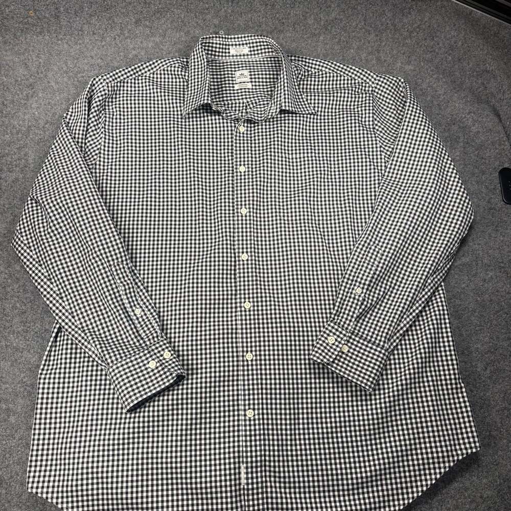 Peter Millar Nanoluxe Easycare Black White Gingham Check Dress Shirt XXL
